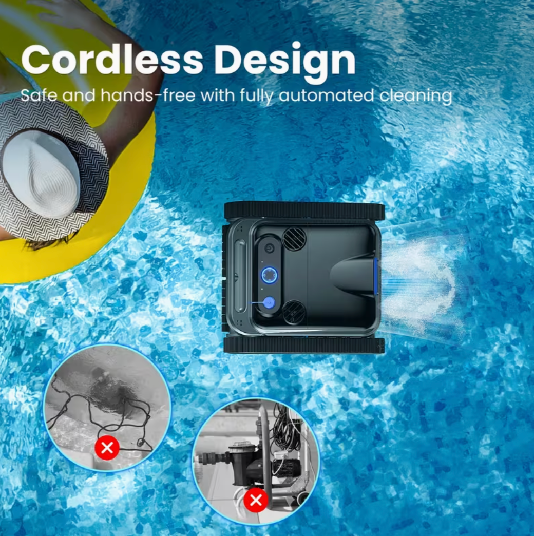 AvoraWave Wireless AI Robotic Pool Cleaner, Pool Vacuum for In/Above Ground Pools, Wall & Waterline Cleaning, 6 hour Battery Life